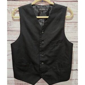 NWOT-Men's Black Vest Waistcoat Button Up V-Neck Sleeveless Size S Adjustable